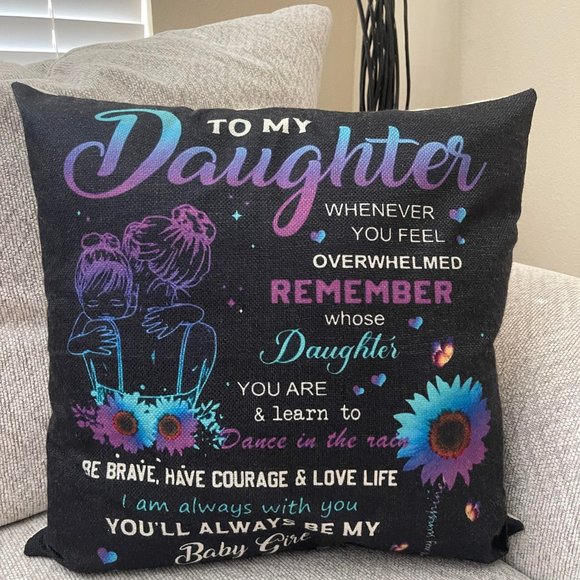 To My Daughter Gifts Pillow Cover Gift from Mom, 18x18in, Cushion Case - Picture 1 of 7